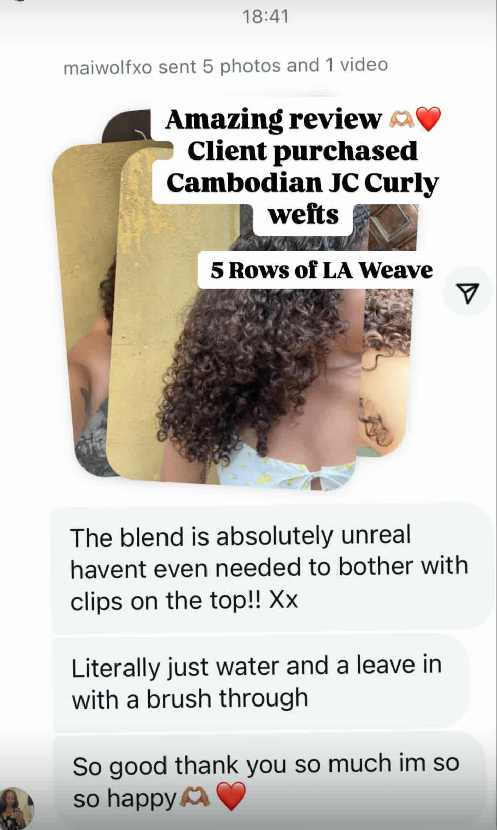 Client review: Cambodian JC Curly wefts, LA Weave — the blend is absolutely unreal